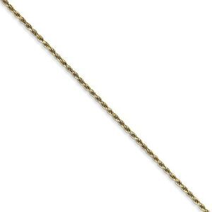 1.2mm 10k Yellow Gold Diamond Cut Solid Rope Chain Necklace, 18 Inch